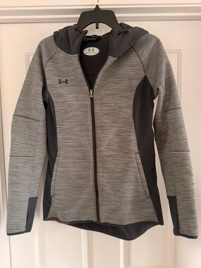Under Armour Grey and Black Hooded Full-Zip Jacket Sz S